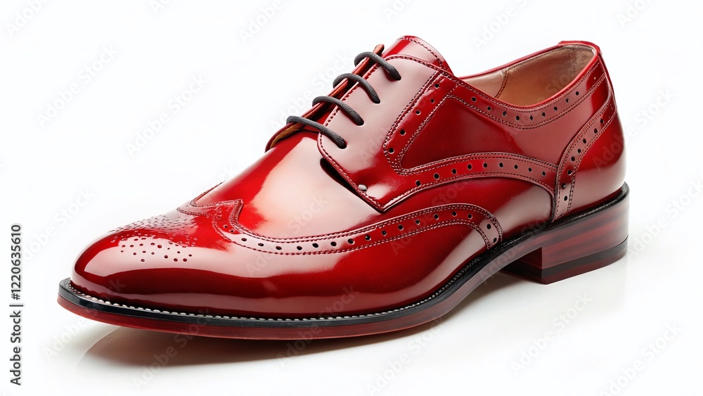 Classic Red Oxford Shoe Isolated on White Background - Stylish Footwear Photography Classic Red Oxford Shoe Isolated on White Background - Stylish Footwear Photography