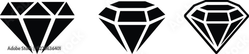 Diamond gemstone icon set.gemstone, jewelry, crystal with sparkle. Vector illustration.Abstract black diamond collection icon. Gemstone icon in linear minimal style.precious premium crystal icon.