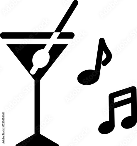 Cocktail Music Glyph Icon