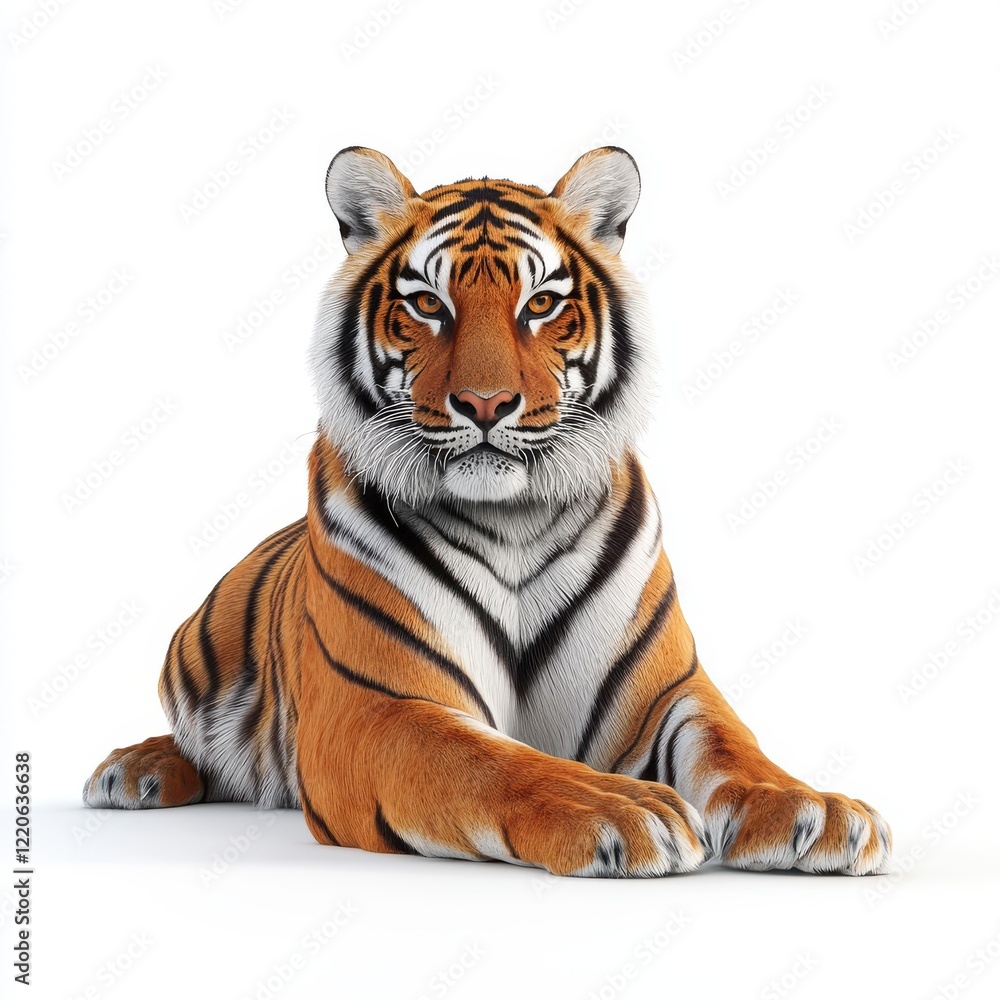 Fototapeta premium 3D Tiger Isolated and White Background