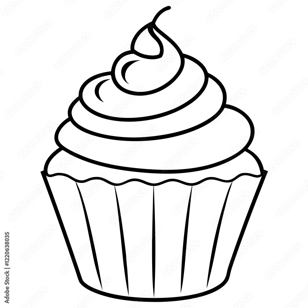 Elegant Cupcake Outlines for Vector Art Elegant Cupcake Outlines for Vector Art
