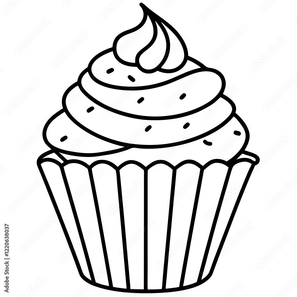 Elegant Cupcake Outlines for Vector Art Elegant Cupcake Outlines for Vector Art