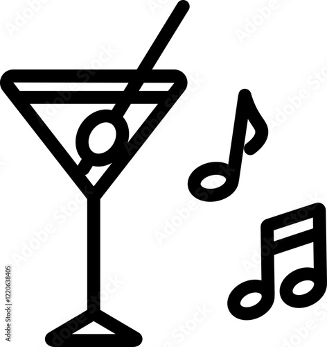 Cocktail Music Line Icon