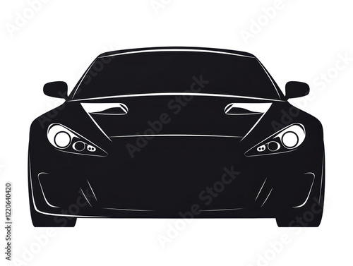 Isolated Silhouette of a Modern Luxury Sports Car Front View