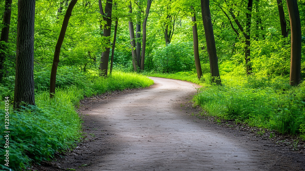 Fototapeta premium Winding Path Through Lush Green Forest