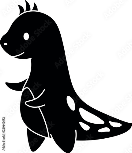 Cute cartoon dinosaur character vector illustration