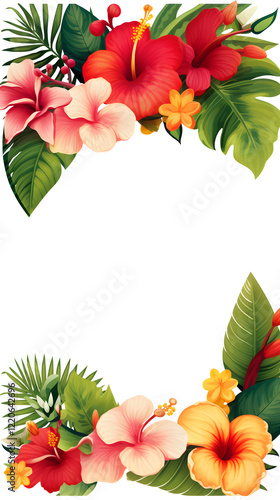 Wallpaper Mural Digital vintage watercolor hawaiian rectangle tropical flower abstract graphic poster background Torontodigital.ca