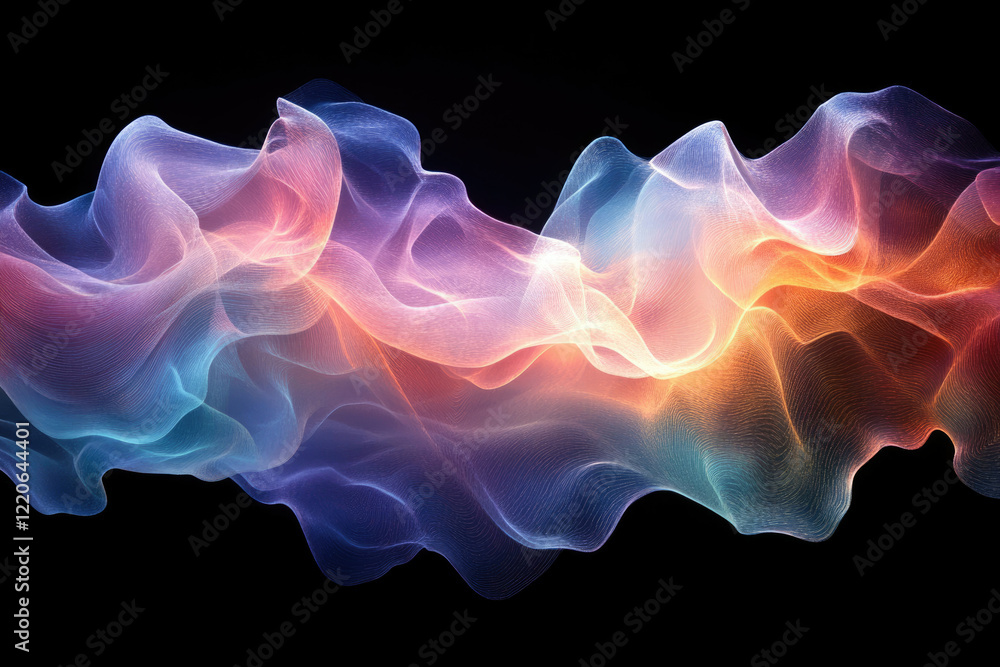 Obraz premium Abstract colorful waves flowing smoothly on a transparent background. Digital art.
