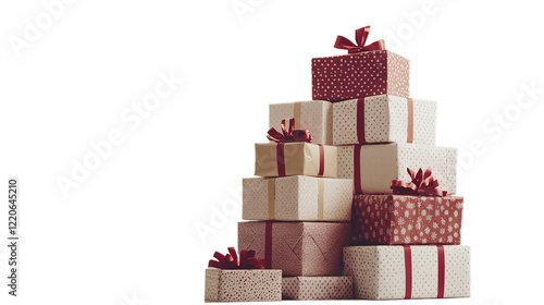 Stacked up gift boxes, Christmas, Valentine's Day, transparent background, cut out