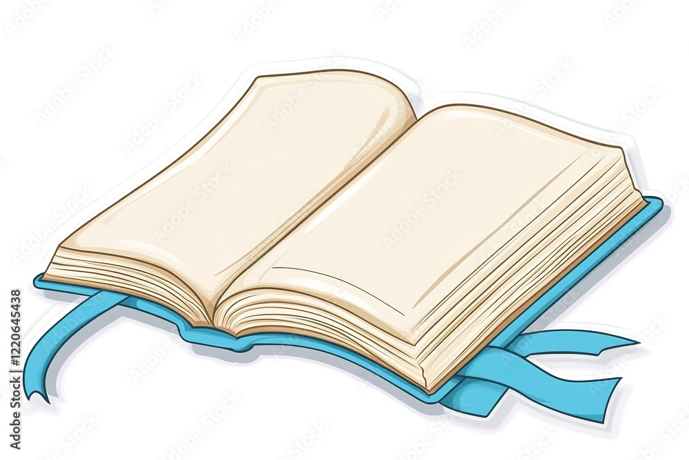 Open Book with Blue Ribbon Bookmark, Ready for Education Open Book with Blue Ribbon Bookmark, Ready for Education