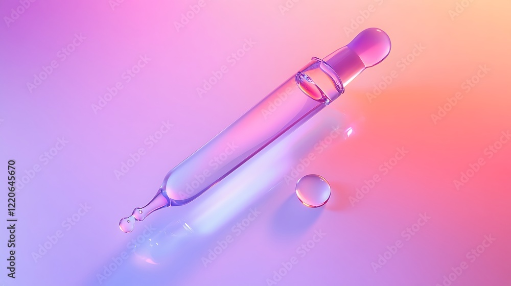 Dropper with liquid on colorful surface background use Dropper with liquid on colorful surface background use