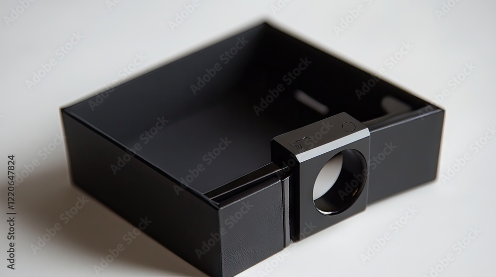 A stylish, high-tech GPS pet tracker collar with sleek packaging and minimalistic design. A stylish, high-tech GPS pet tracker collar with sleek packaging and minimalistic design.