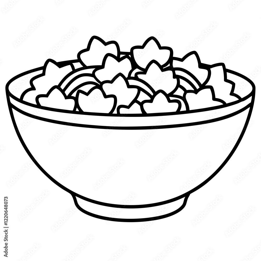Elegant Salad Bowl Outline Illustration Elegant Salad Bowl Outline Illustration