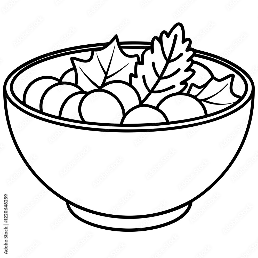 Elegant Salad Bowl Outline Illustration Elegant Salad Bowl Outline Illustration