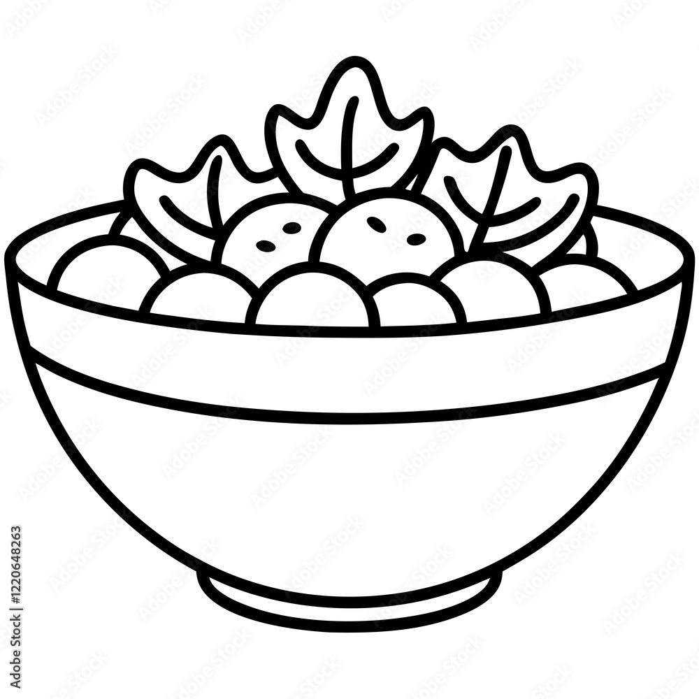 Elegant Salad Bowl Outline Illustration Elegant Salad Bowl Outline Illustration