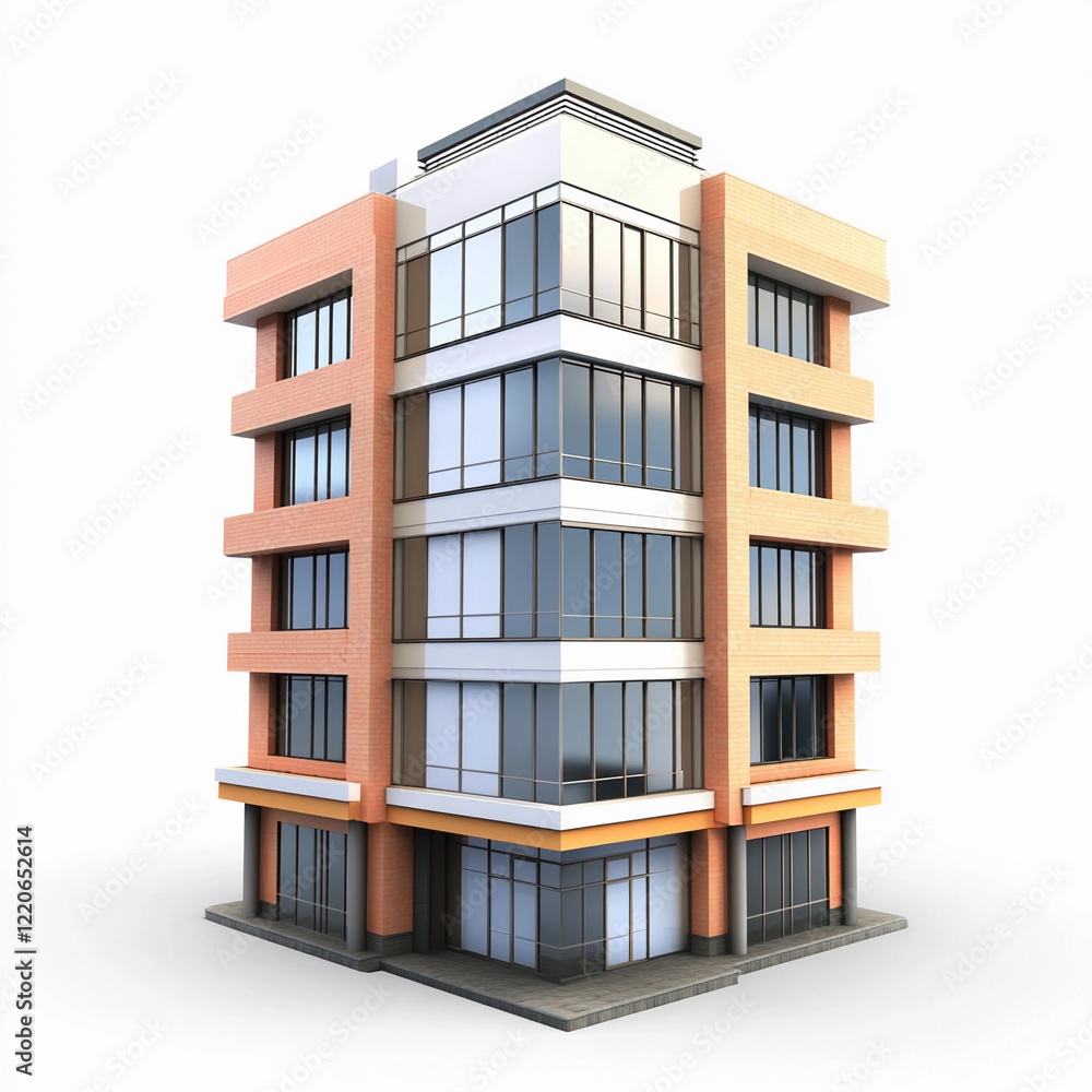 Modern multistory building with large windows in urban area Modern multistory building with large windows in urban area
