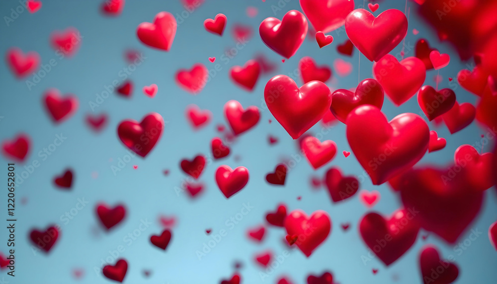 A cheerful falling hearts design with a white background perfect for Valentine's Day greeting cards and festive decorations A cheerful falling hearts design with a white background perfect for Valentine's Day greeting cards and festive decorations