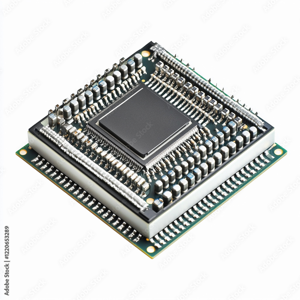 Microprocessor on circuit board with multiple pins Microprocessor on circuit board with multiple pins