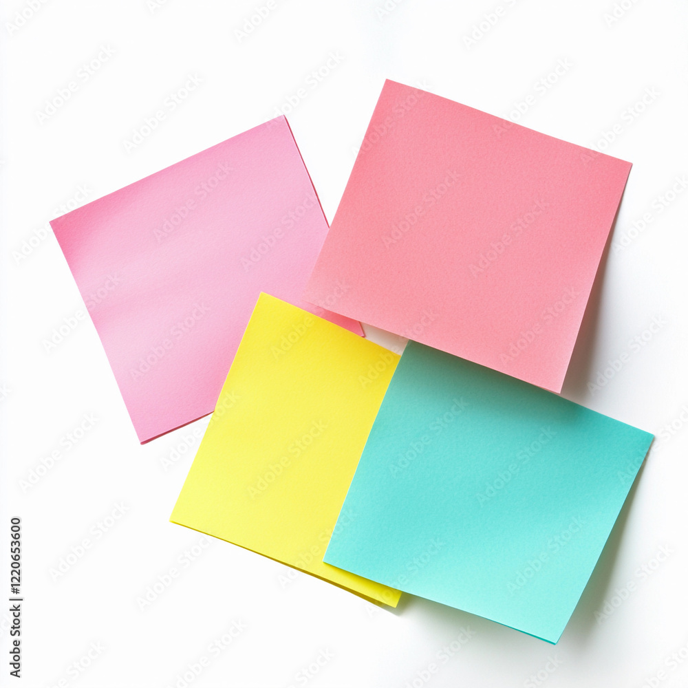 Colorful sticky notes arranged on a white surface Colorful sticky notes arranged on a white surface