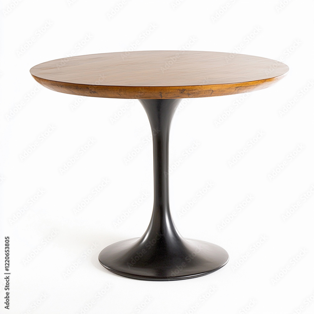 Modern round wooden table with unique pedestal base Modern round wooden table with unique pedestal base