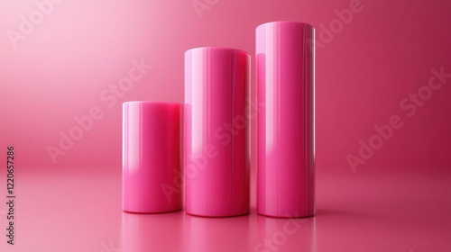 Pink Cylinders Ascending Growth Chart Product Display Minimalist Background