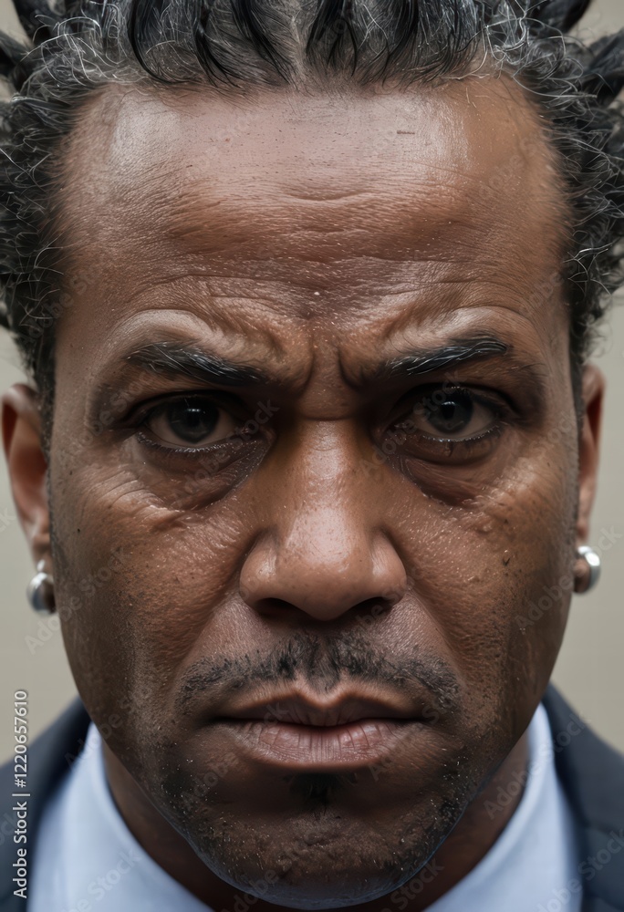 close-up onf ace of a black man, angry expression close-up onf ace of a black man, angry expression