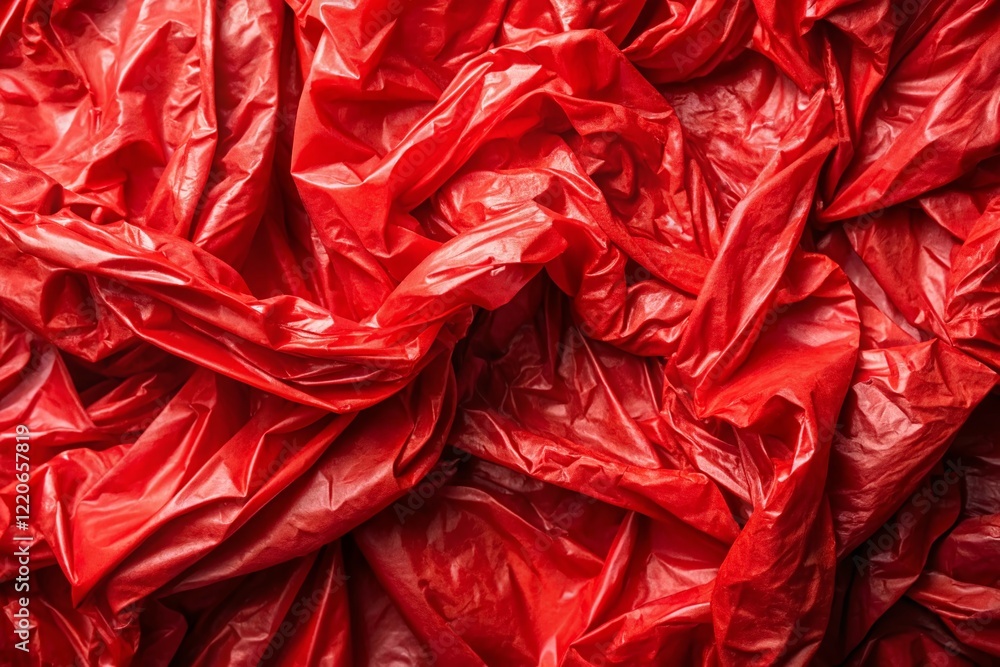 Crumpled Red Plastic Bag Texture Background - High Resolution Stock Photo Crumpled Red Plastic Bag Texture Background - High Resolution Stock Photo