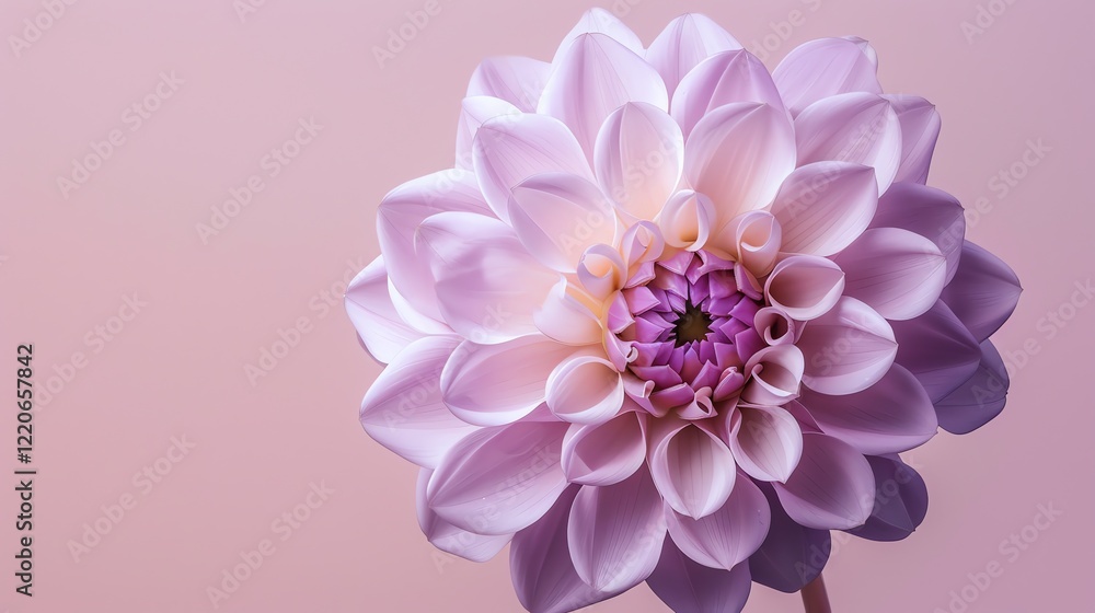 A beautiful close-up of a pink dahlia flower in full bloom against a soft pink background. A beautiful close-up of a pink dahlia flower in full bloom against a soft pink background.