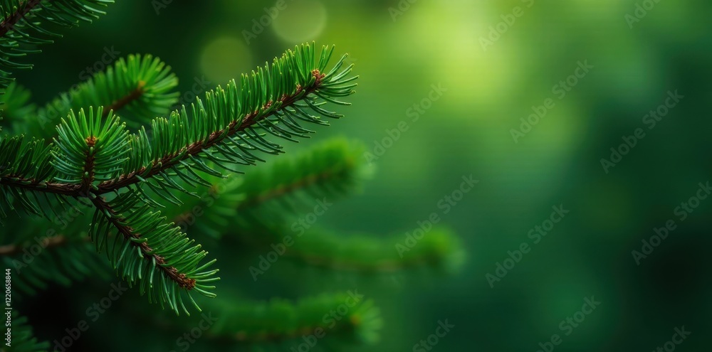 Deep green pine branches, lush texture, natural light, festive, template, holiday background Deep green pine branches, lush texture, natural light, festive, template, holiday background