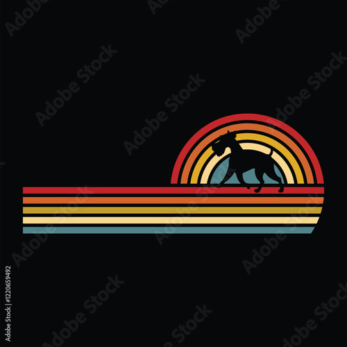Retro Airedale Terrier Silhouette with Sunset Graphic Design
