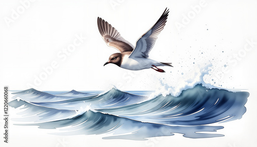 Wilson's storm-petrel soaring over rough Antarctic waves, nature's mastery photo