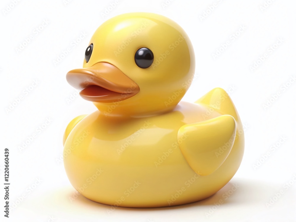 Cute Pastel Yellow Rubber Duck 3D Cartoon Minimalist Illustration - Isolated on White Background Cute Pastel Yellow Rubber Duck 3D Cartoon Minimalist Illustration - Isolated on White Background