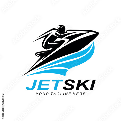 Flat jet ski Racing logo design vector illustration idea