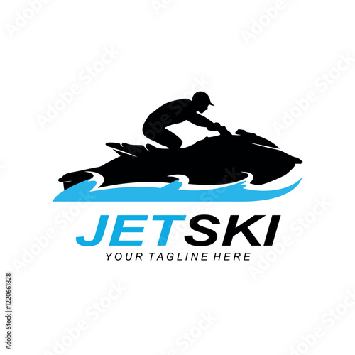 Flat jet ski Racing logo design vector illustration idea
