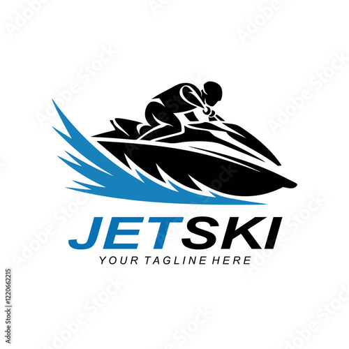 Flat jet ski Racing logo design vector illustration idea