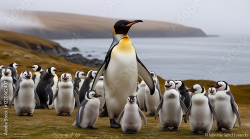 king penguin colony on the rocks