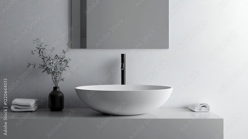 Fototapeta premium fashionable white sink within a contemporary bathroom environment