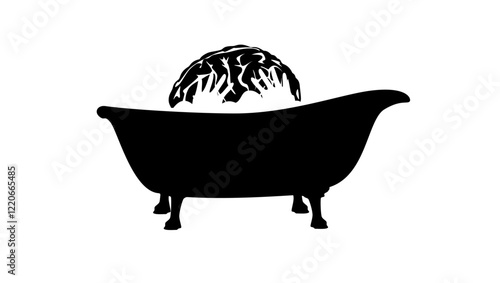 Brainwashing symbol, black isolated silhouette