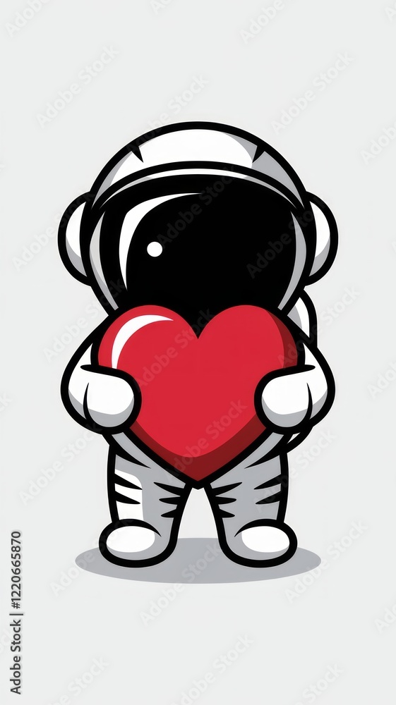 Obraz premium A vector illustration of a cute astronaut floating holding a love heart , white background Generative AI