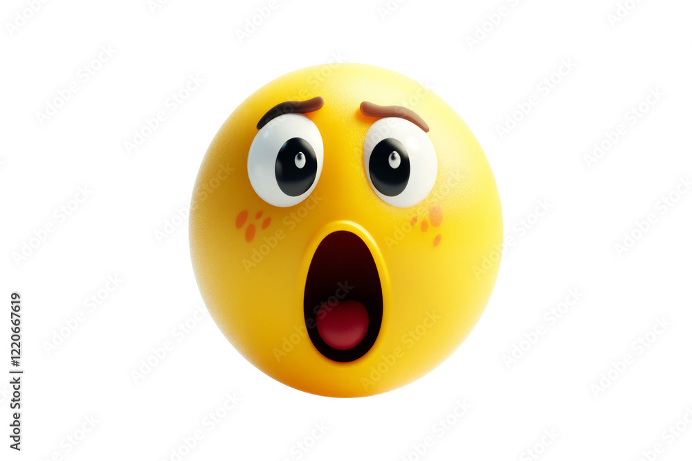 Fototapeta premium 3D Rendering shocked yellow emoji isolated on transparent background