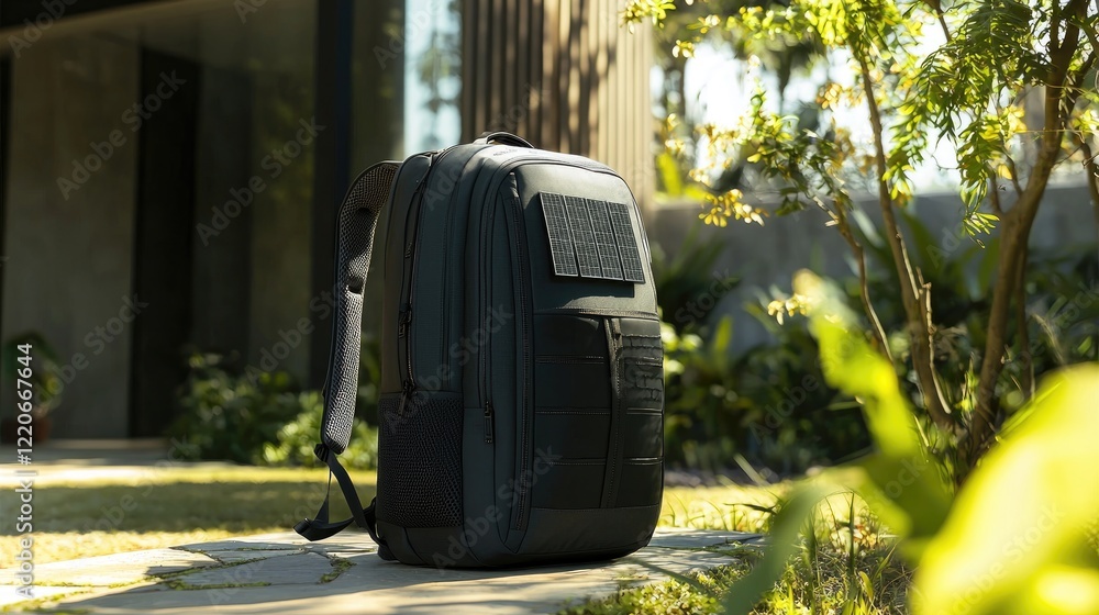Obraz premium Solar Backpack with Sustainable Travel Gear for Modern Adventurers