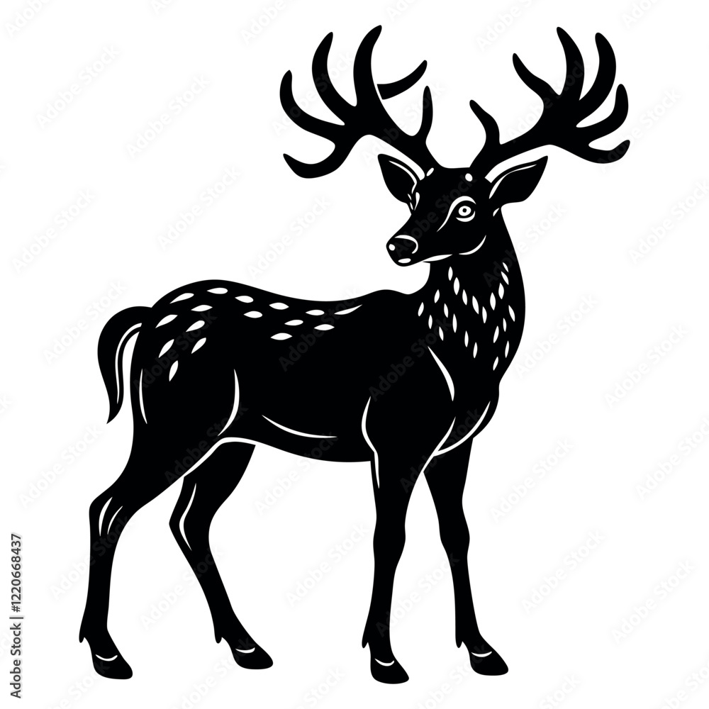Obraz premium deer silhouette vector illustration silhouette on White Background 