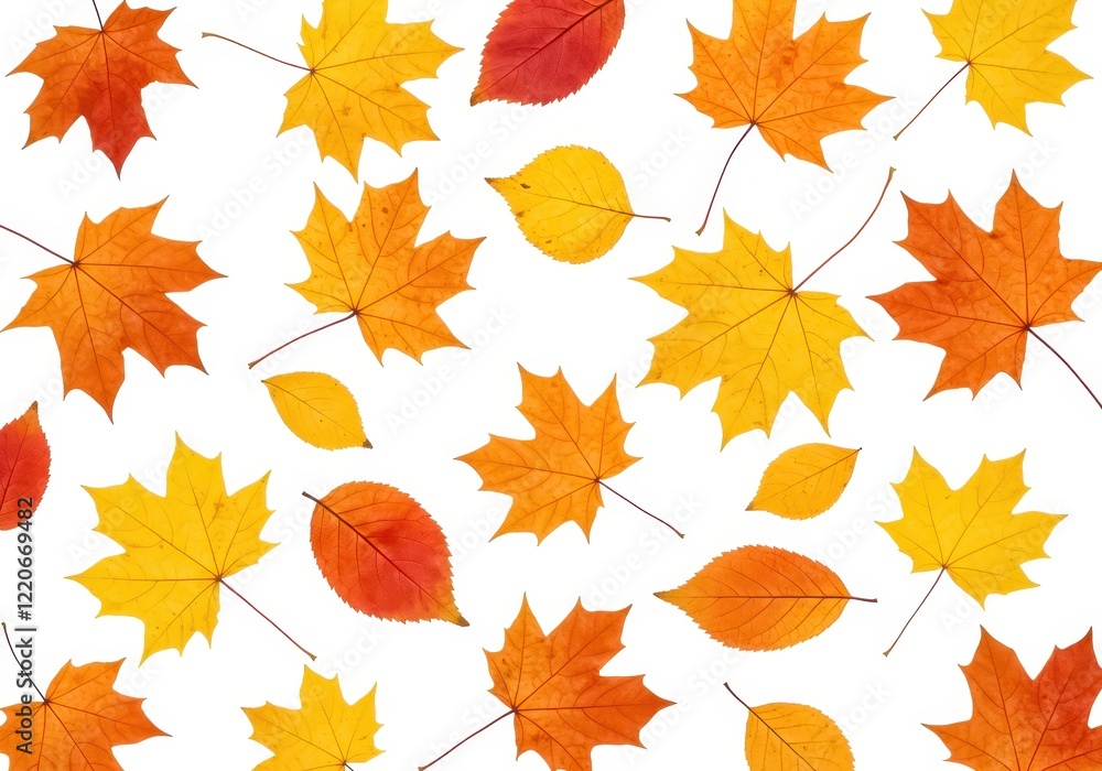 Fototapeta premium A vibrant and dynamic composition of autumn leaves in shades of orange, yellow and red