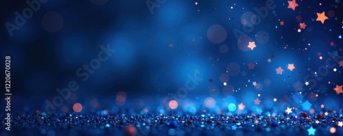 Midnight blue backdrop with glittering stars and confetti , background, twinkling