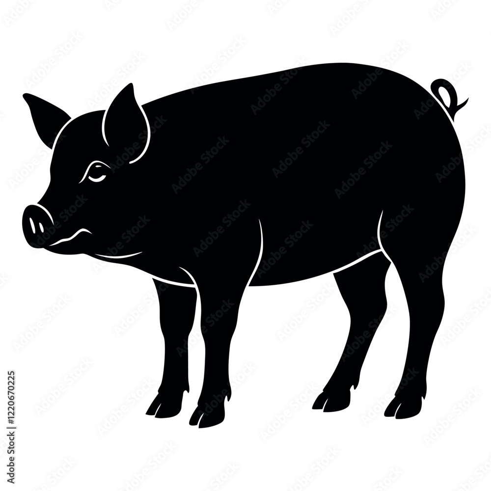 Fototapeta premium wild boar ready vector illustration silhouette on White Background 
