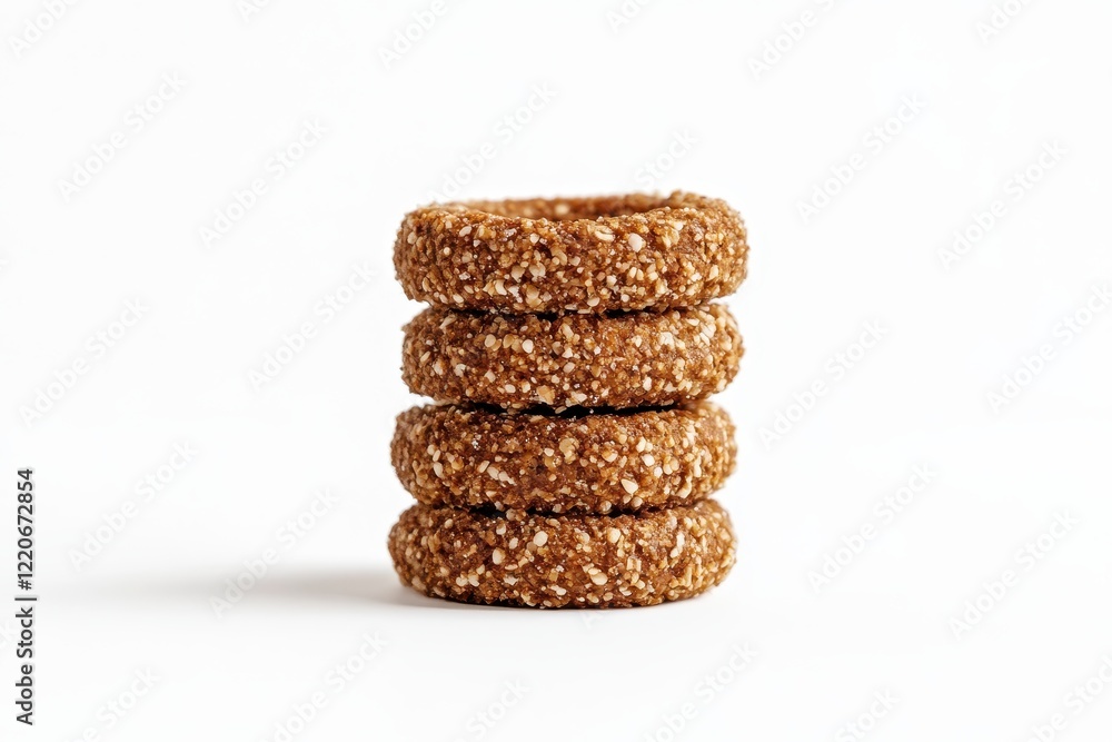 Neatly Stacked Simit on Plain White Background Neatly Stacked Simit on Plain White Background