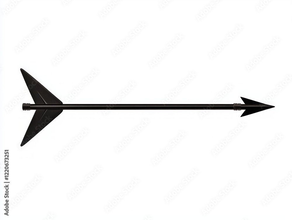 Bold Black Silhouette of Minimalistic Arrow with Triangular Tip and Straight Fletching on White Background - Ultra-Detailed Cinematic Image Bold Black Silhouette of Minimalistic Arrow with Triangular Tip and Straight Fletching on White Background - Ultra-Detailed Cinematic Image