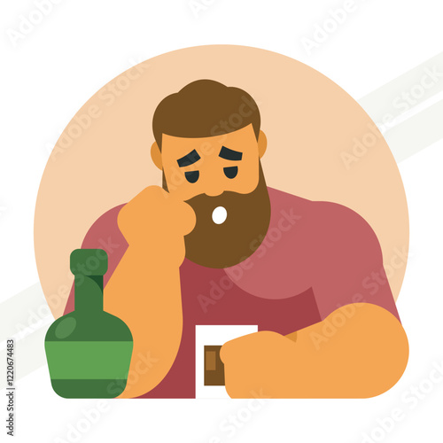 An illustration of a drunk man representing intoxication and inebriation
