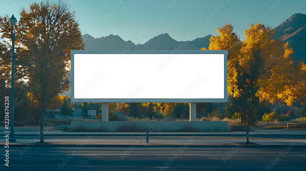 Mock-up of a blank white highway branding space in Colorado Springs at noon