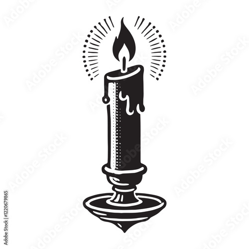 Romantic candlelight ambiance for peaceful moments - Candlelight silhouette, Candlelight illustration, Candlelight vector, Candle digital artwork
